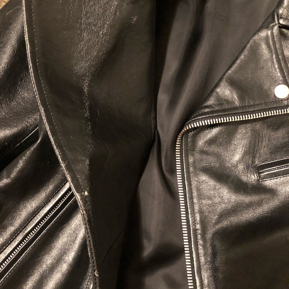 Ag Adriano Goldschmied Black Leather Moto Jacket - Picture 3 of 12